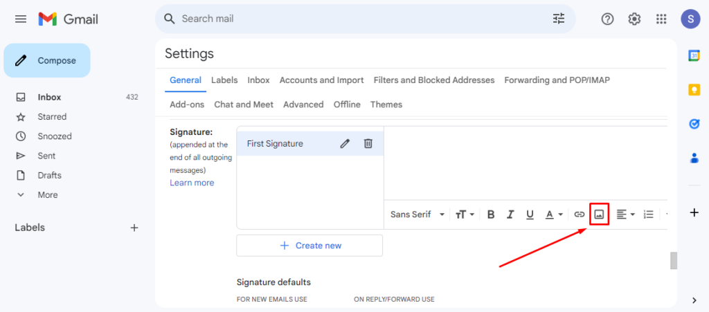 email signature adding guide